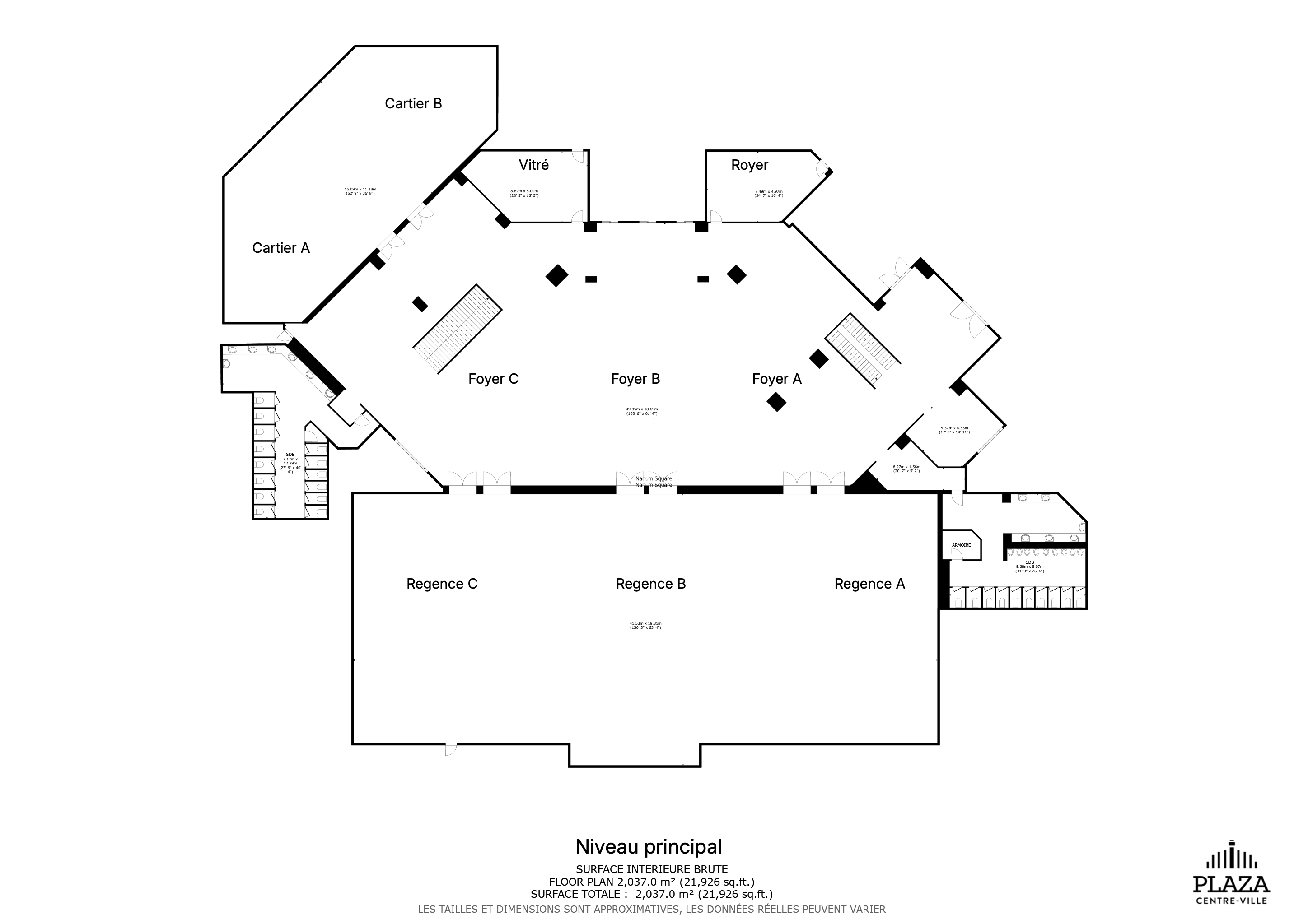 Plaza Centre-Ville main-level floor plan